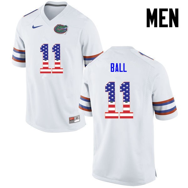 Florida Gators Men #11 Neiron Ball College Football USA Flag Fashion White
